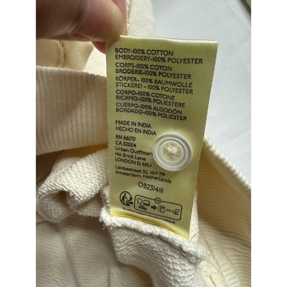 Free People Fluttercape Sweatshirt Laser Cut Ruffle Button Up Nila Cream XL RARE - Picture 5 of 9
